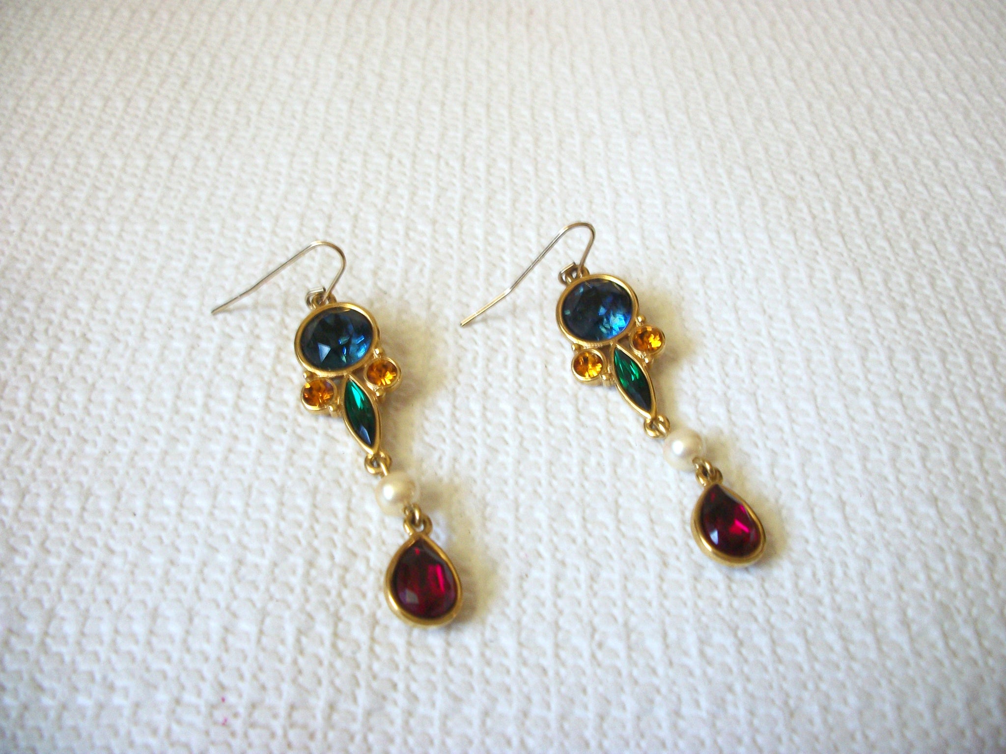 Vintage Bezel Czech Glass Earrings 41320