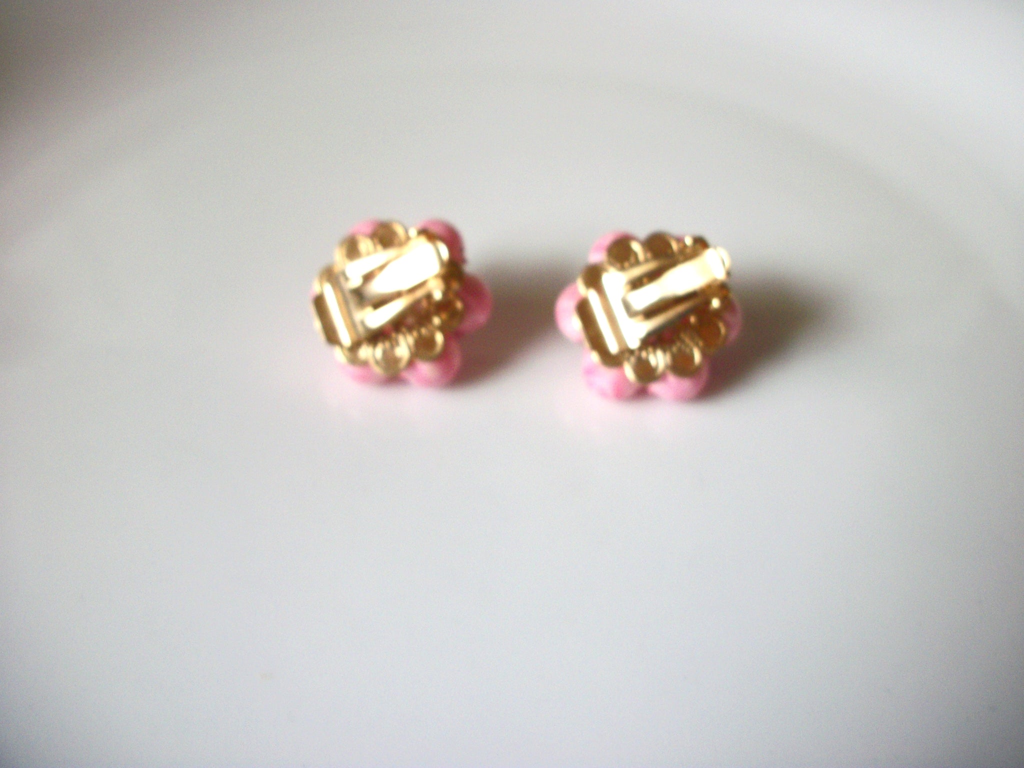 Vintage Pink Glass Cluster Earrings 41320