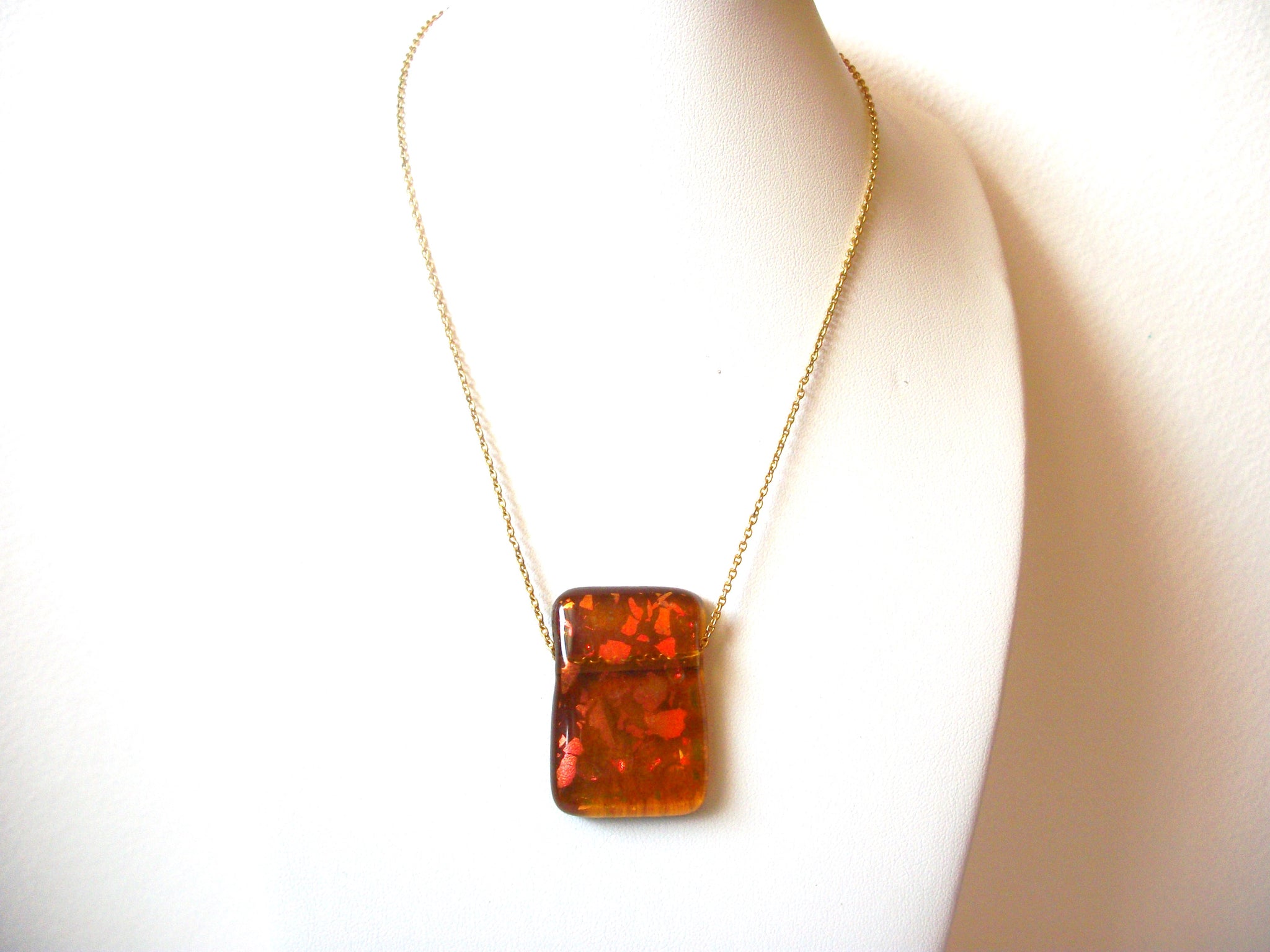 Vintage NAPIER Dichroic Glass Necklace 110520