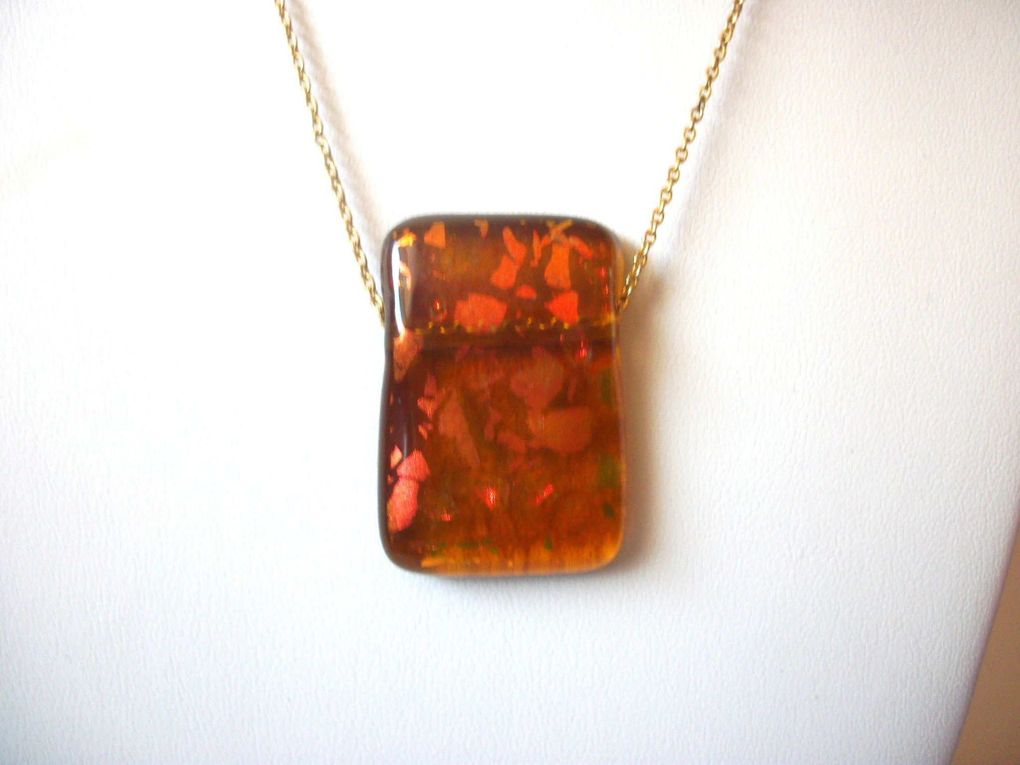 Vintage NAPIER Dichroic Glass Necklace 110520