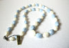 Vintage Pale Blue White Lucite Necklace 110720