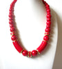 Retro Red Lucite Gold Necklace 110620