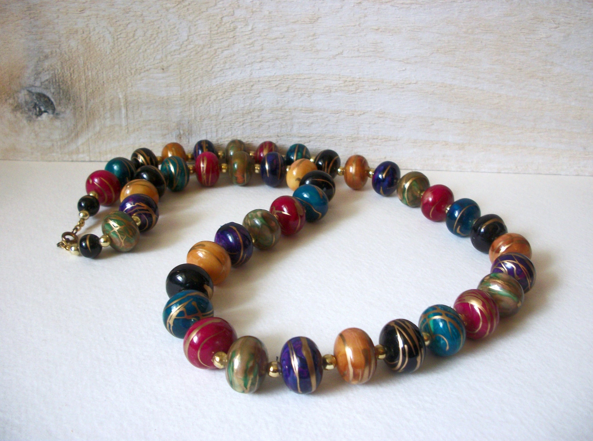 Retro Chunky Long Colorful Necklace 41720