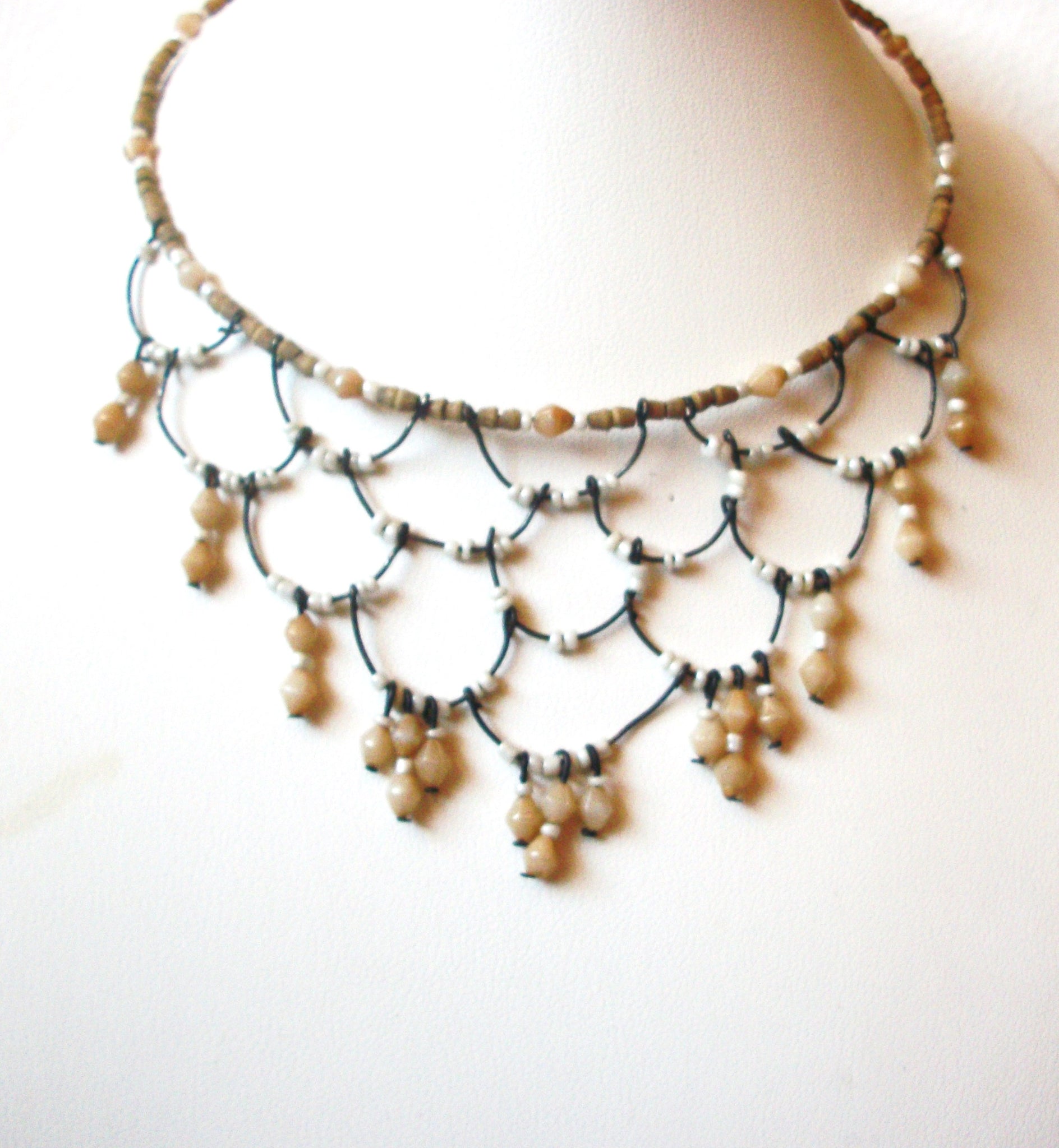 Vintage Glass Beaded Choker Necklace 111020