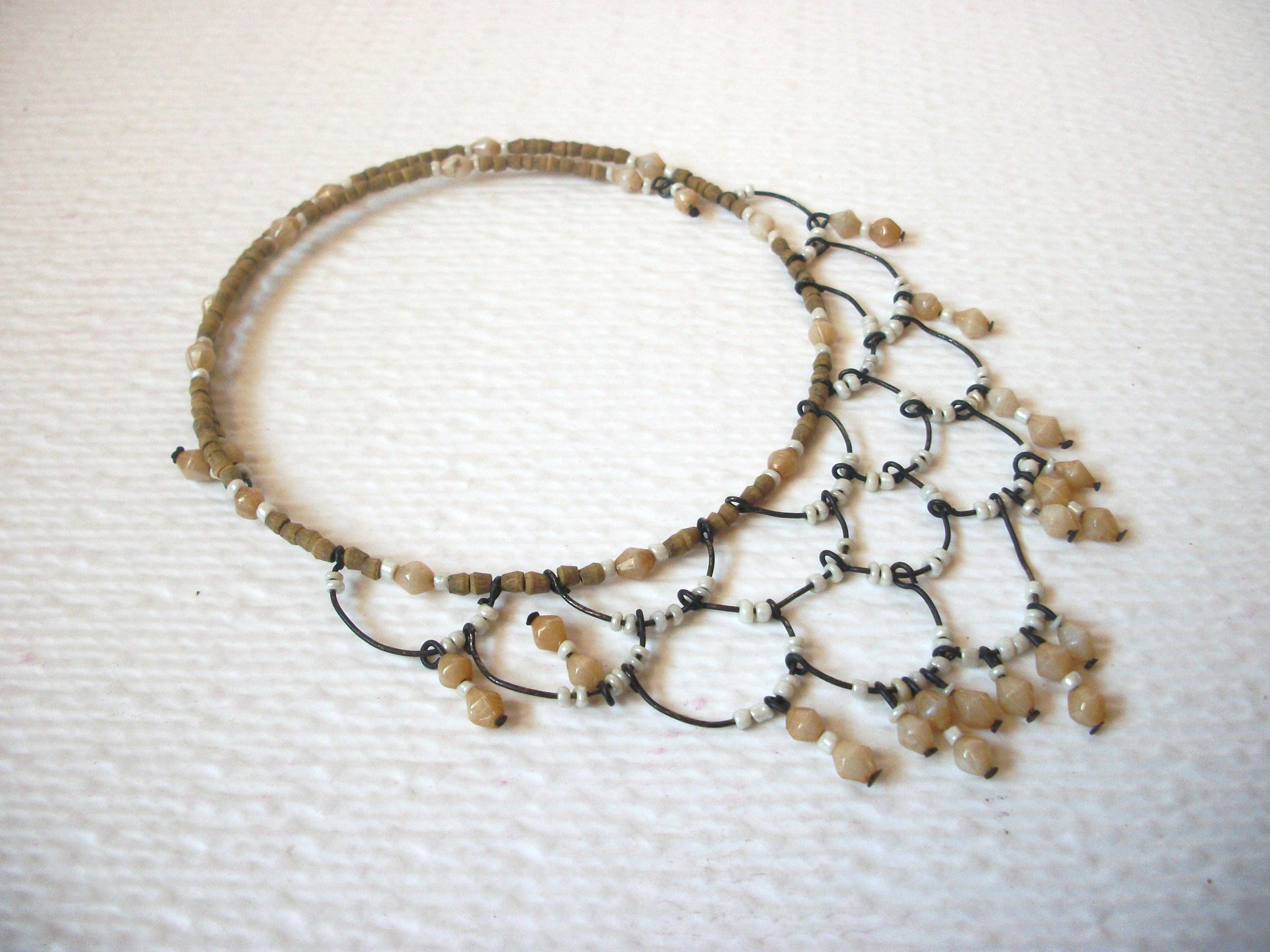Vintage Glass Beaded Choker Necklace 111020
