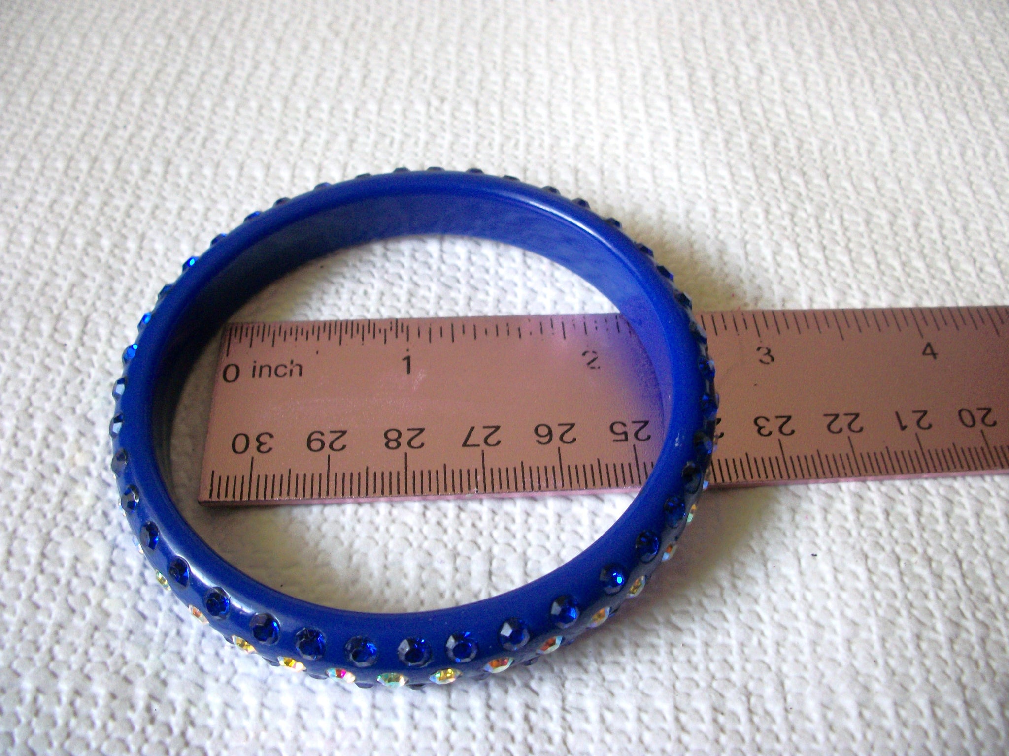 Retro Cobalt Blue Rhinestones Bangle 42420