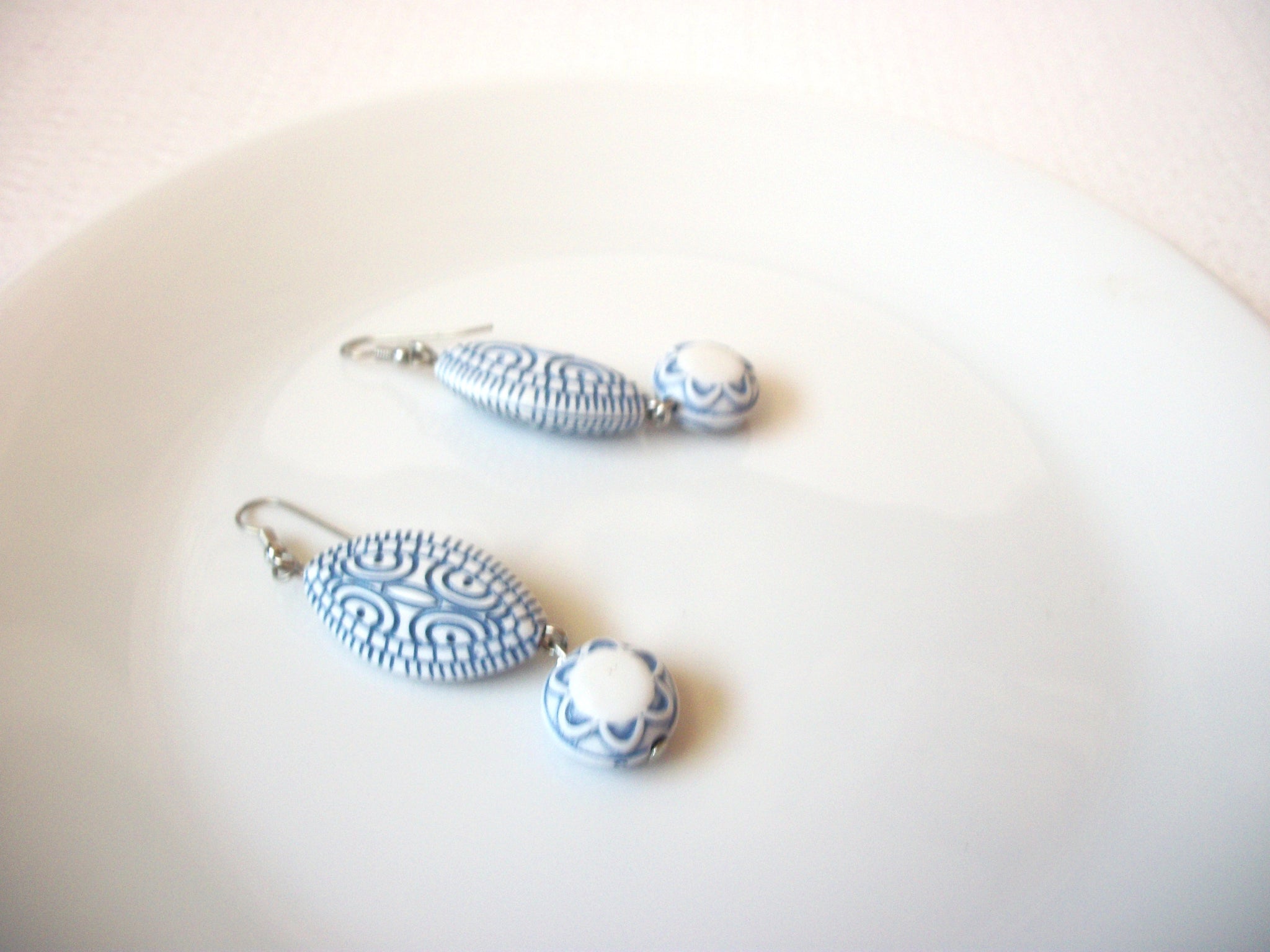 Bohemian Blue White Dangle Earrings 111120