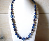 Retro Blue Silver Lucite Necklace 42420