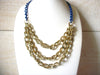 Retro Gold Blue Chain Links Necklace 41920