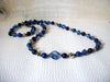 Retro Blue Silver Lucite Necklace 42420