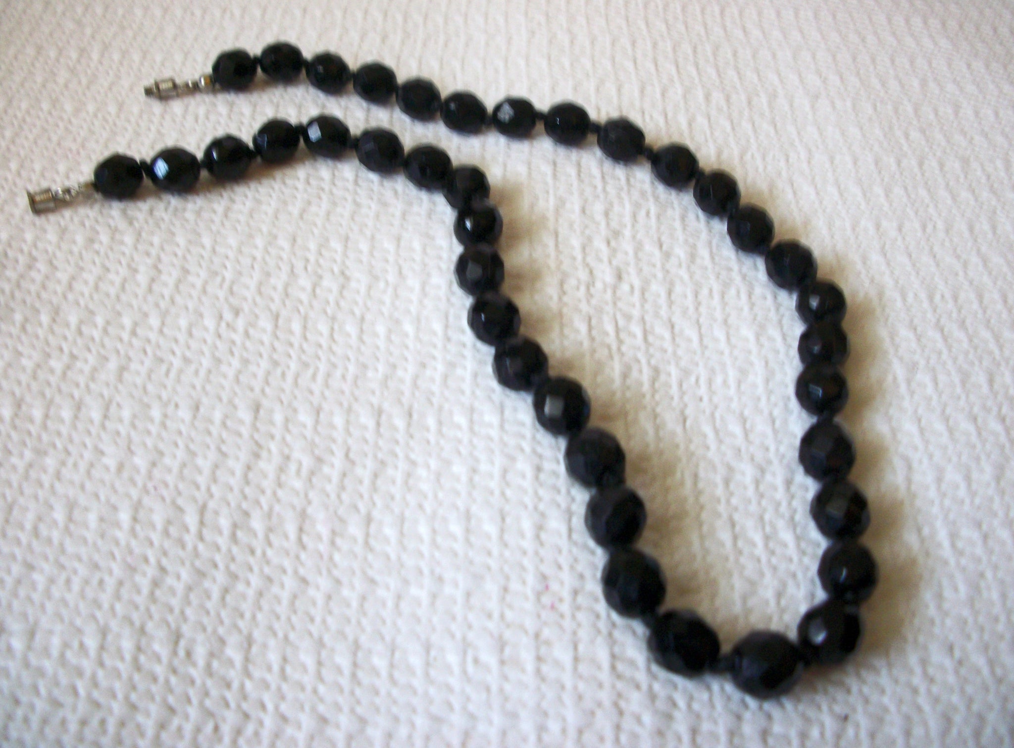 Vintage Black Czech Glass Necklace 41920