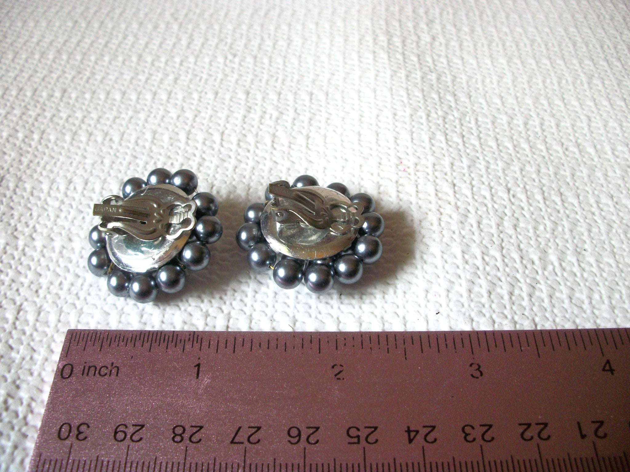 JAPAN Vintage Silver Cluster Earrings 42720