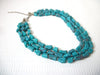 Vintage Chunky Multi Strand Turquoise Lucite Necklace 70616