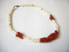 Vintage 70s Carnelian Agate Lucite Necklace 70616