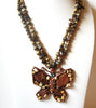 Vintage Stones Rhinestones Butterfly Necklace 111220