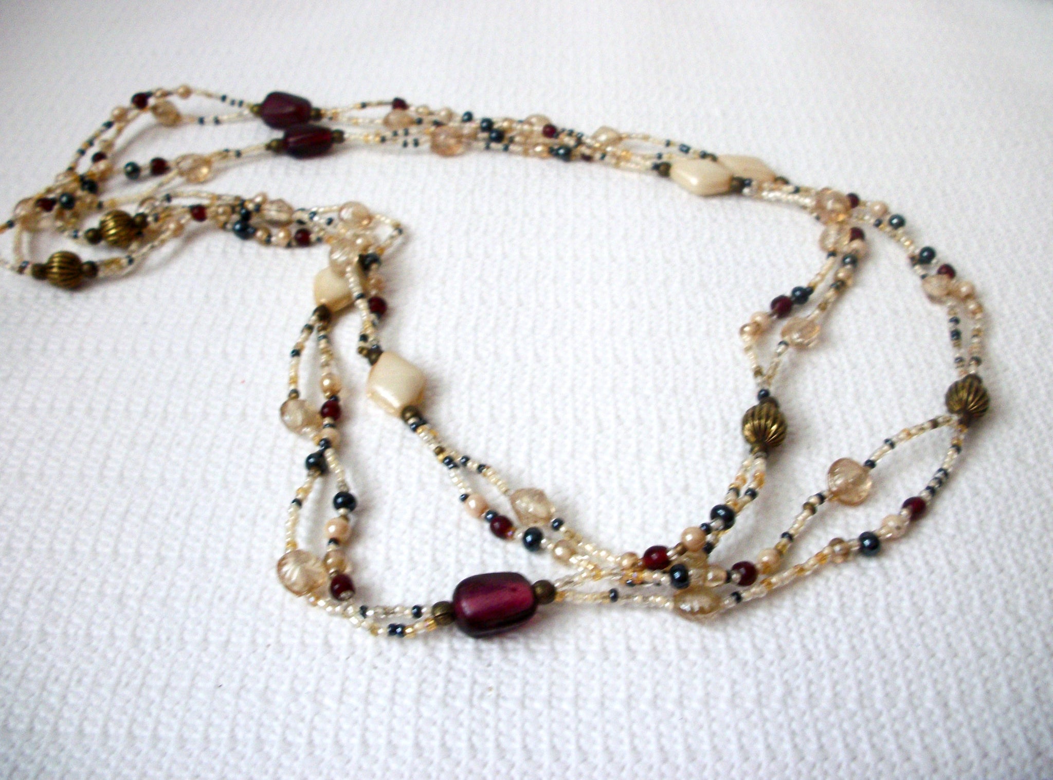 Vintage Long Glass Beads Necklace 70616