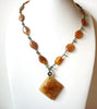 Vintage Amber Turquoise Lucite Necklace 111220