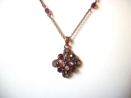Vintage Copper Rhinestone Necklace 111220