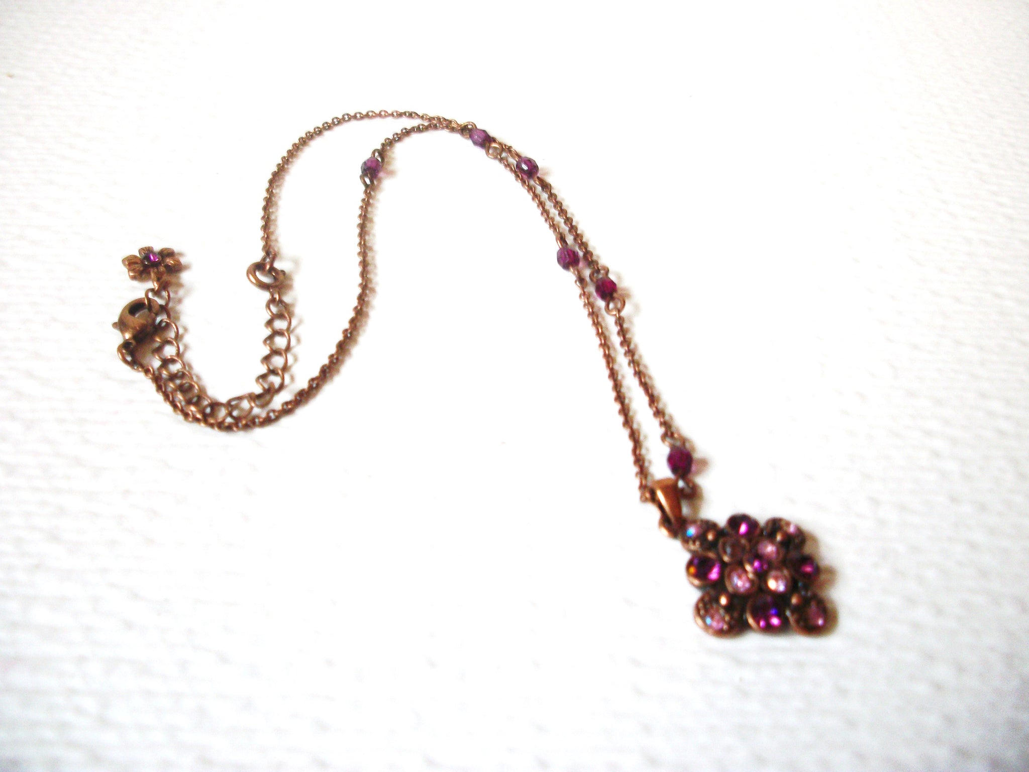 Vintage Copper Rhinestone Necklace 111220