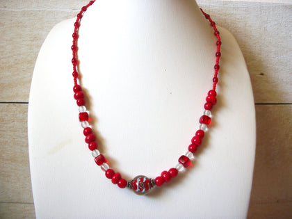 Vintage Red Glass Necklace 42920