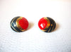 Vintage 1950s Dome Red Gold Black Earrings 111320