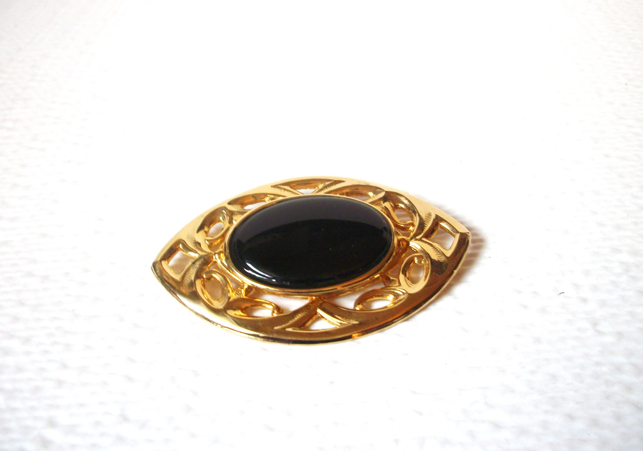 Retro Gold Black Victorian Inspired Brooch Pin 111420