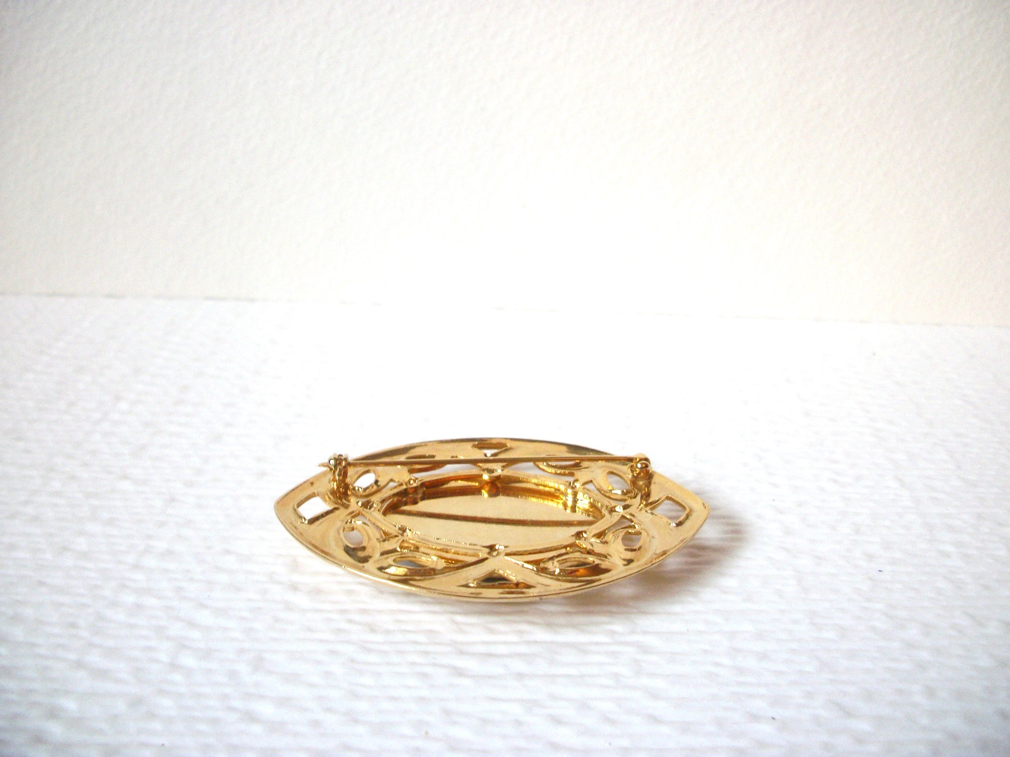 Retro Gold Black Victorian Inspired Brooch Pin 111420