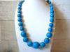 Vintage Blue Wood Necklace 50220