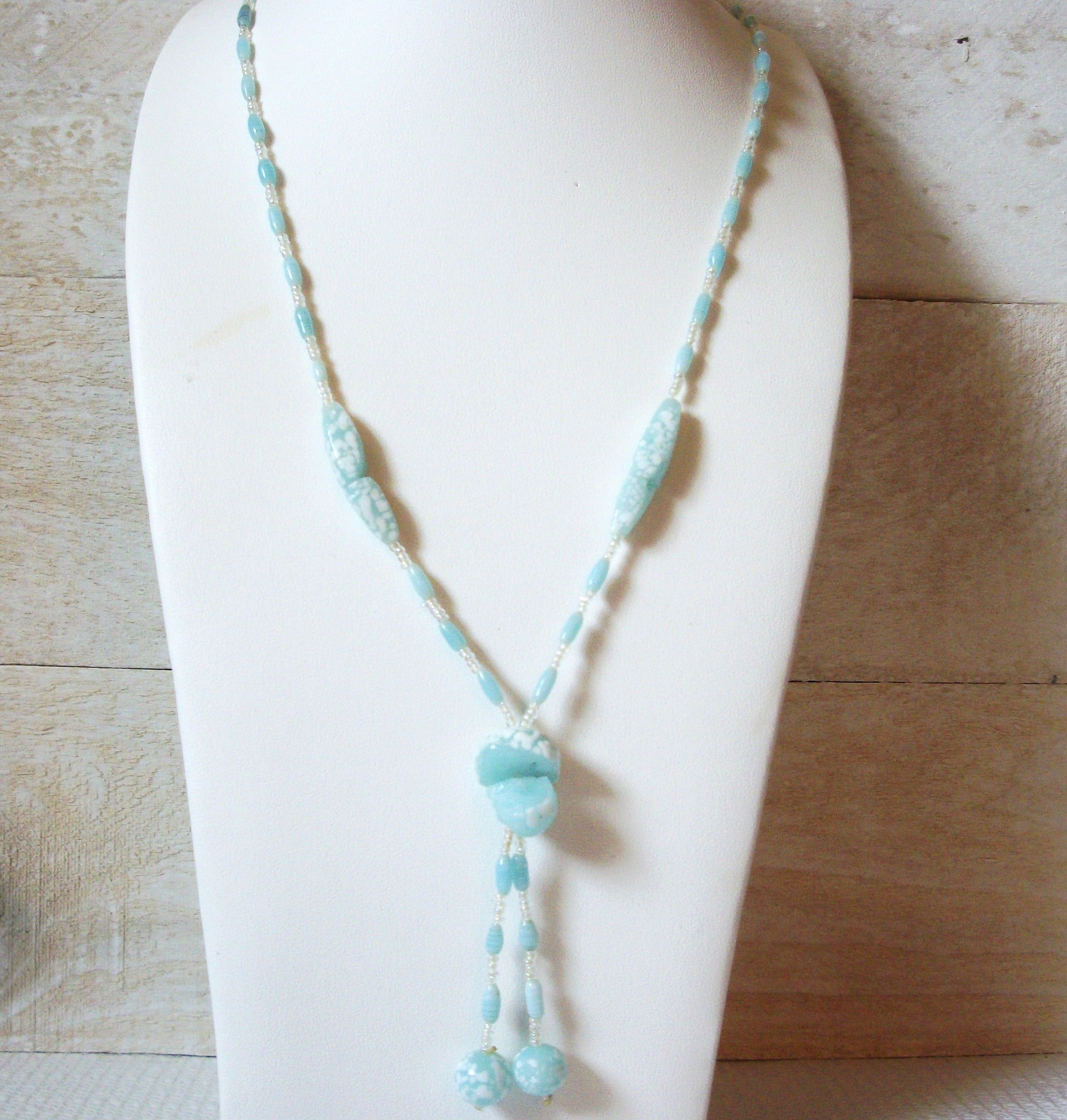Rough Blue Aquamarine Tassel Necklace 50420