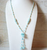 Rough Blue Aquamarine Tassel Necklace 50420