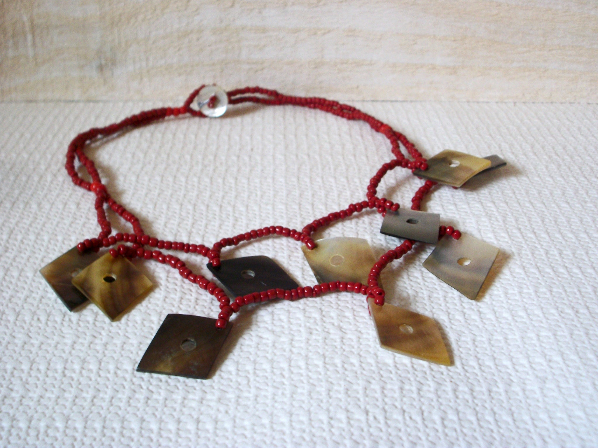 Vintage Glass Paua Shell Necklace 50420