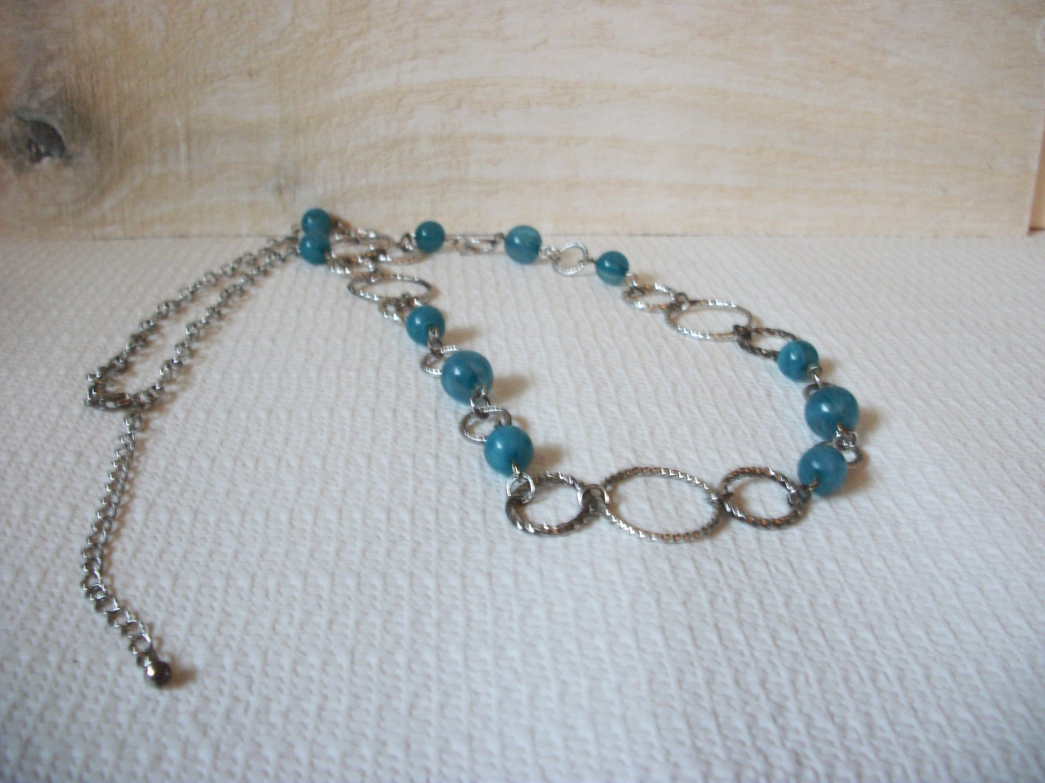 Retro Silver Blue Links Necklace 50520