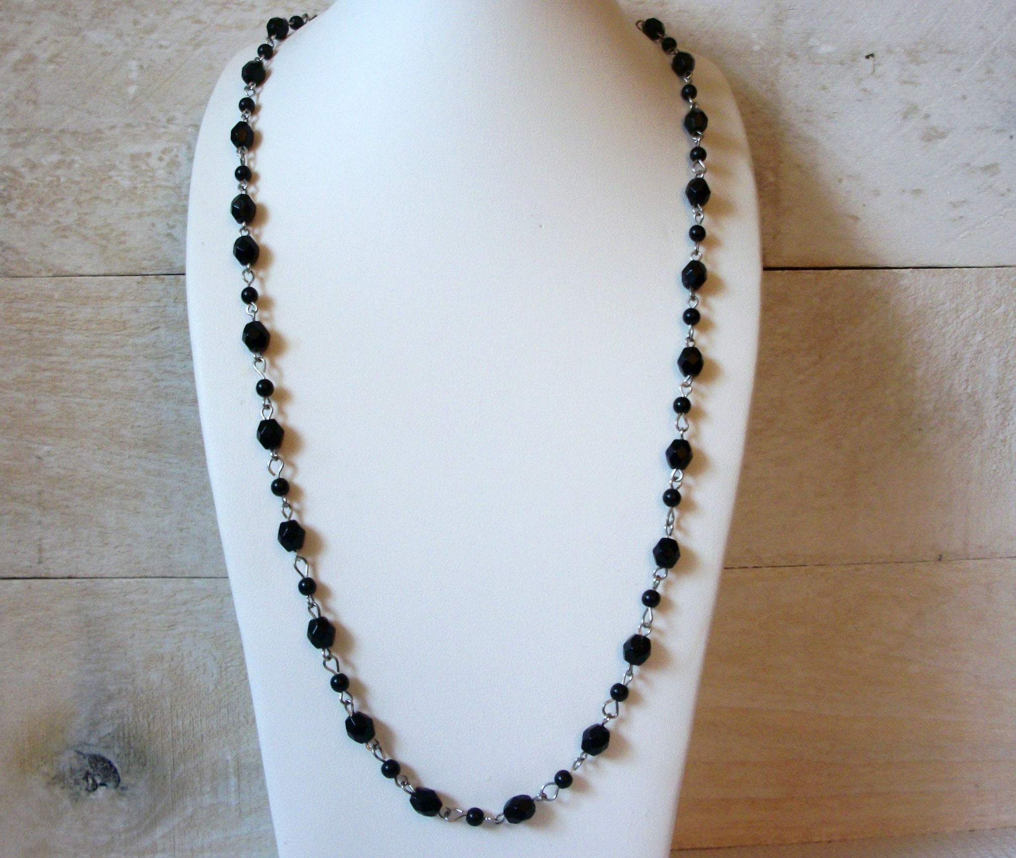 Retro Long Black Beads Necklace 50620