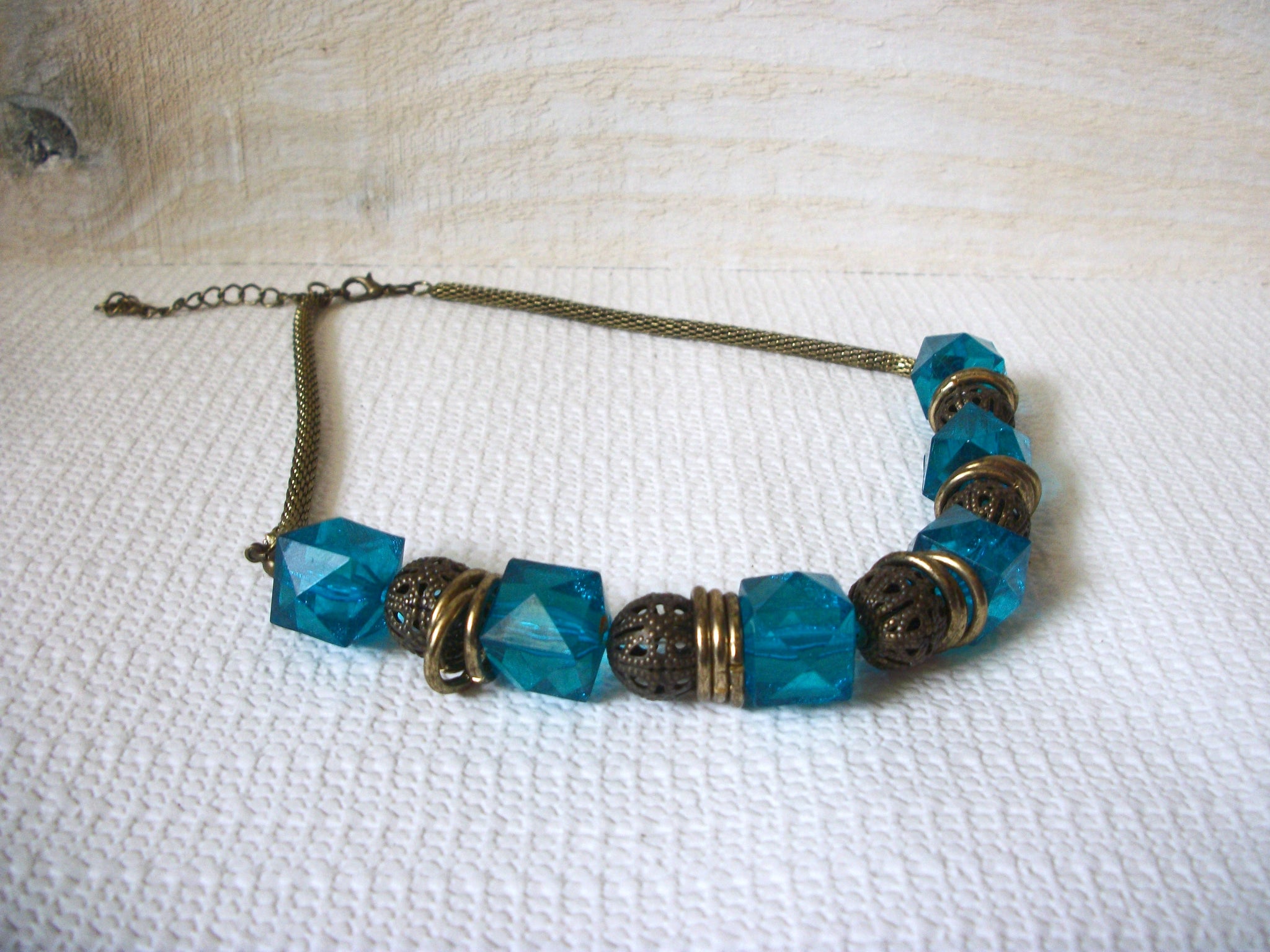 Retro Teal Blue Bronze Necklace 50820