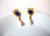 Retro Royal Blue Faux Pearl Earrings 111720