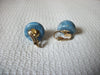 Vintage Blue Marbleized Bakelite Earrings 50820