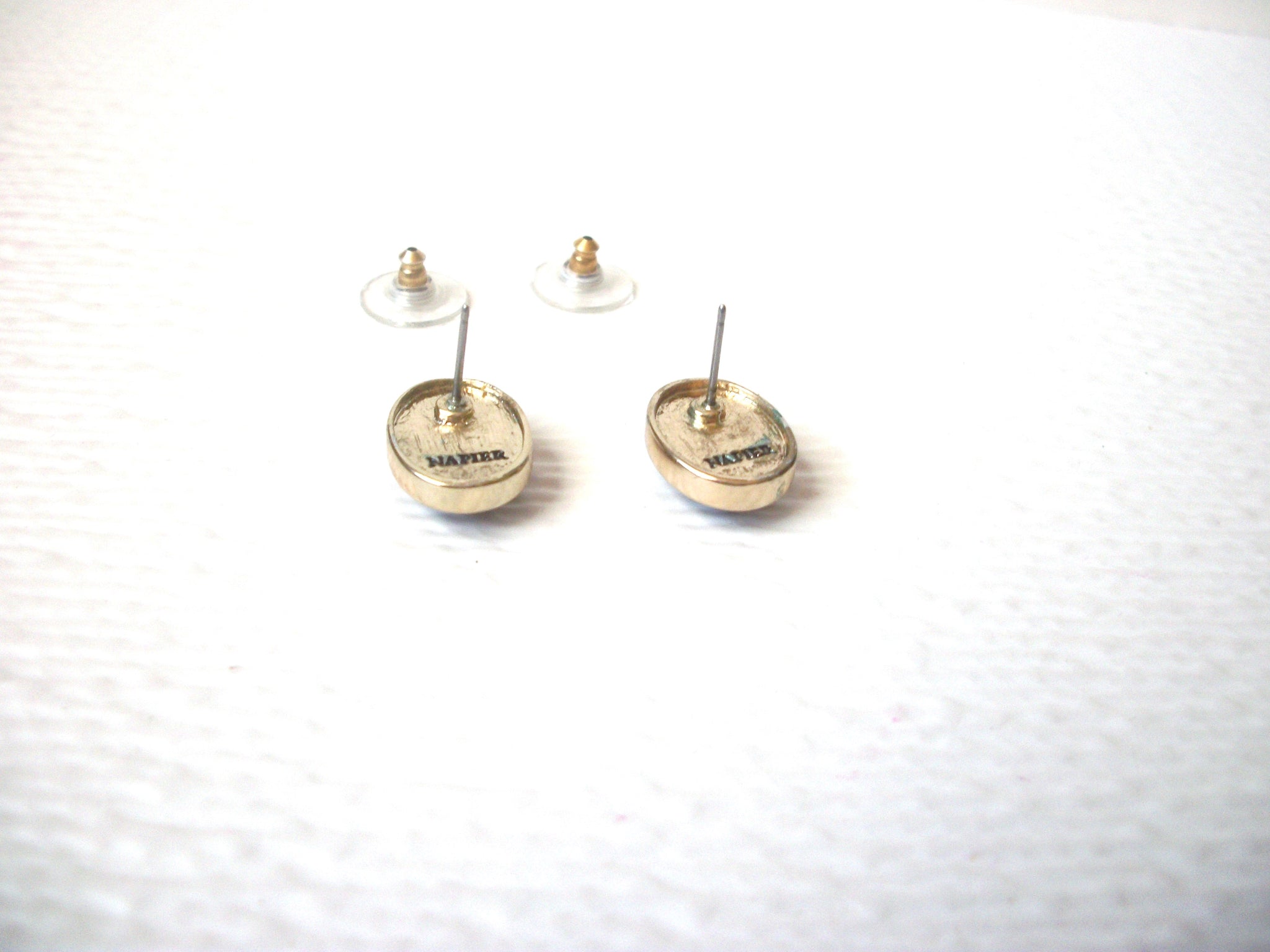 Vintage NAPIER Gold Red Stud Earrings 111720