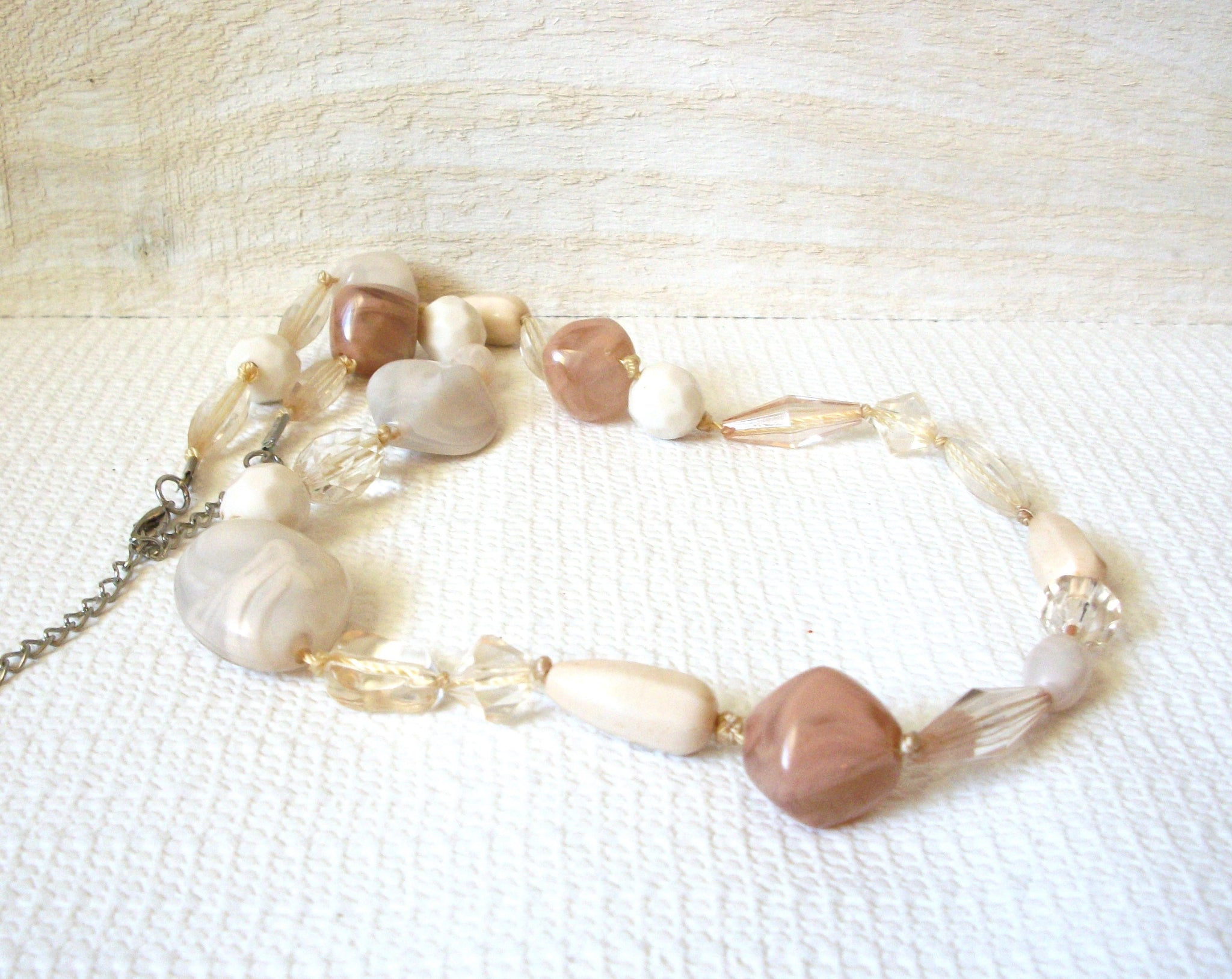Vintage Neutral Soft Tone Tan Nuggets Necklace 51020