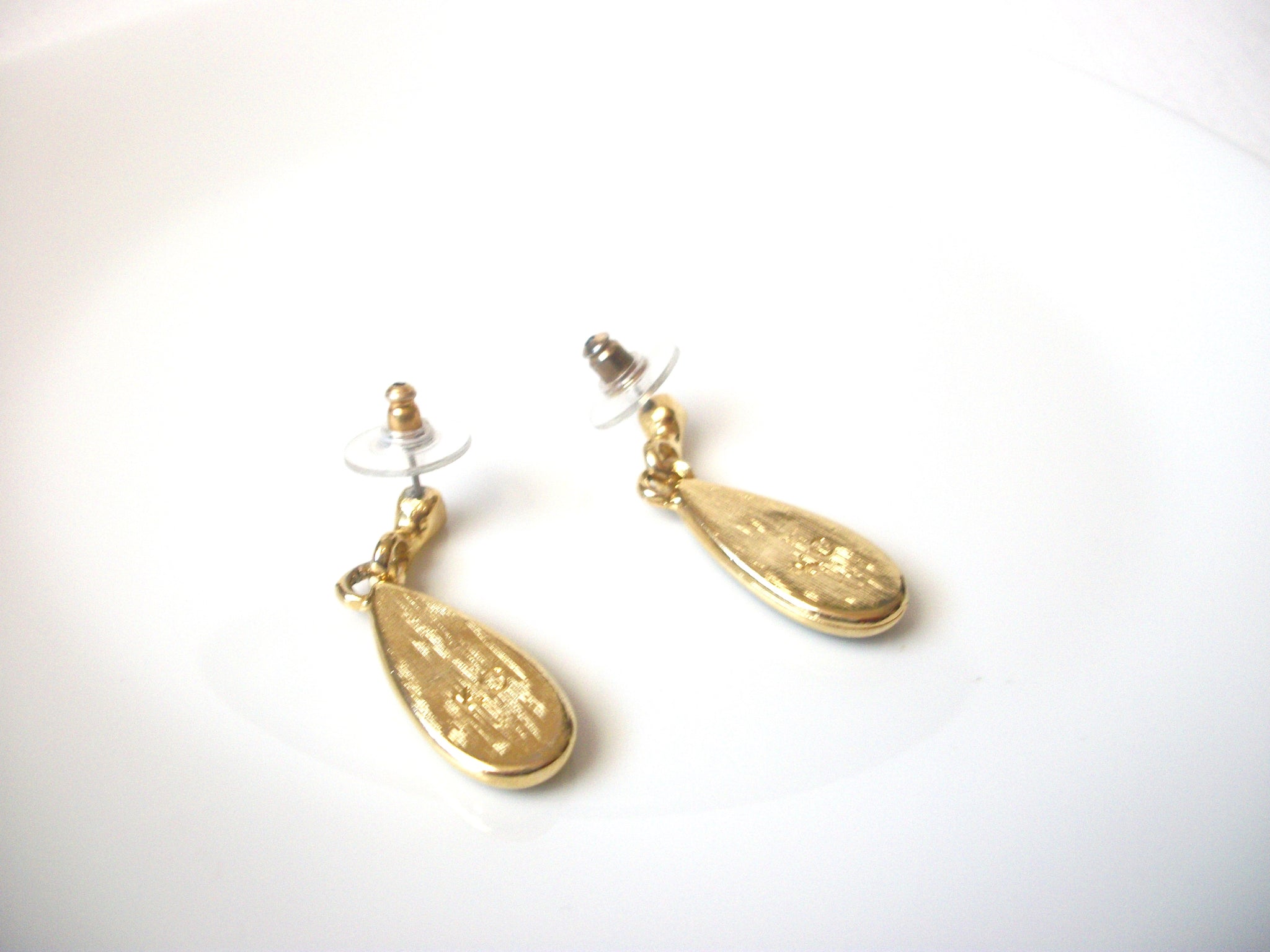 Vintage KC Stamped Gold Green Earrings 111720