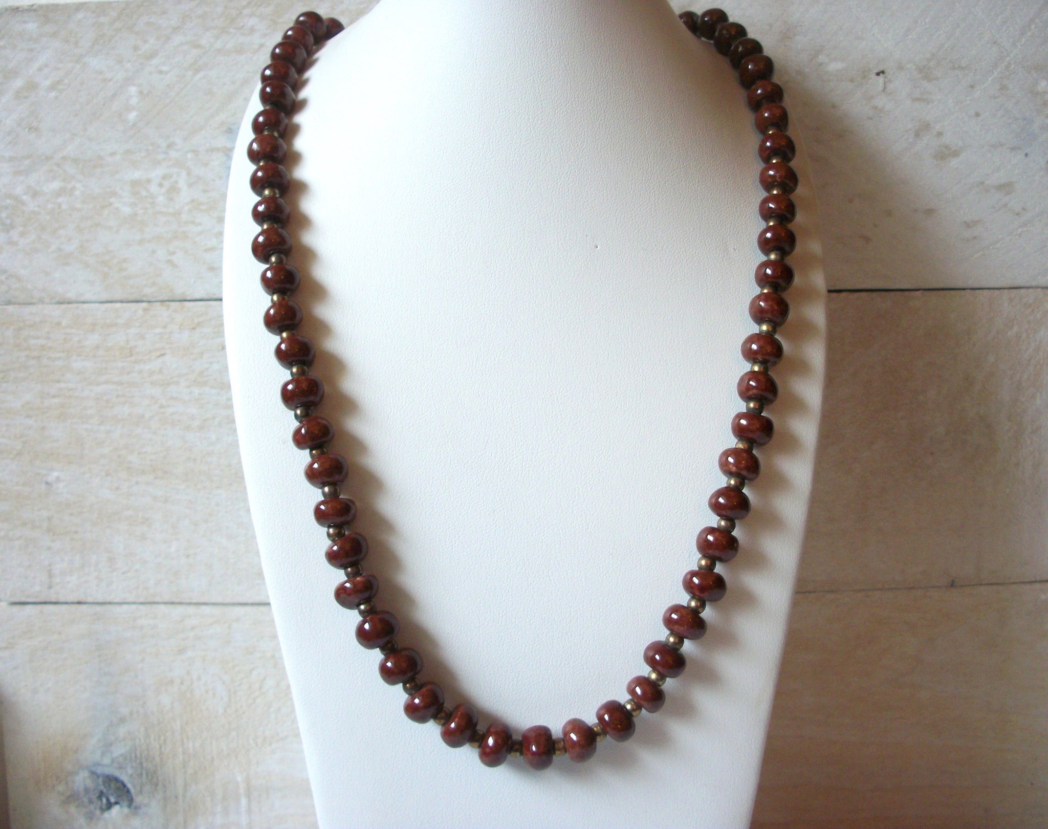 Retro Brown Pottery Beads Necklace 51320