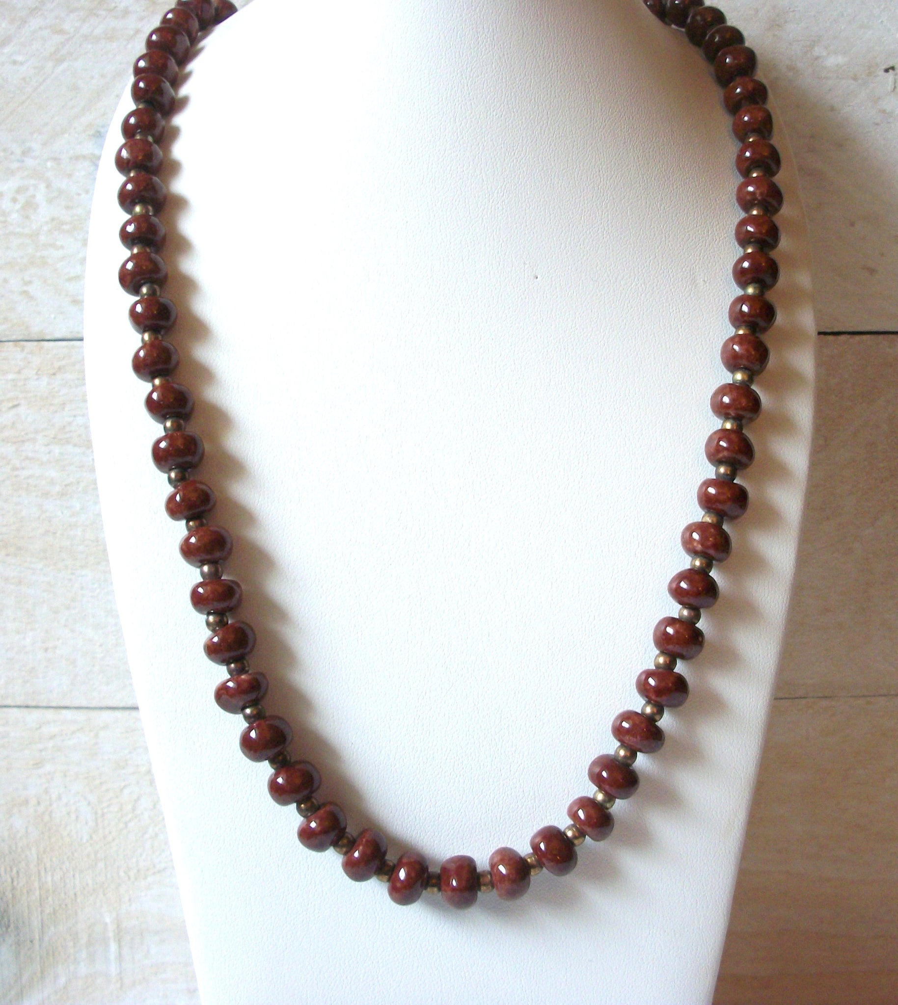 Retro Brown Pottery Beads Necklace 51320