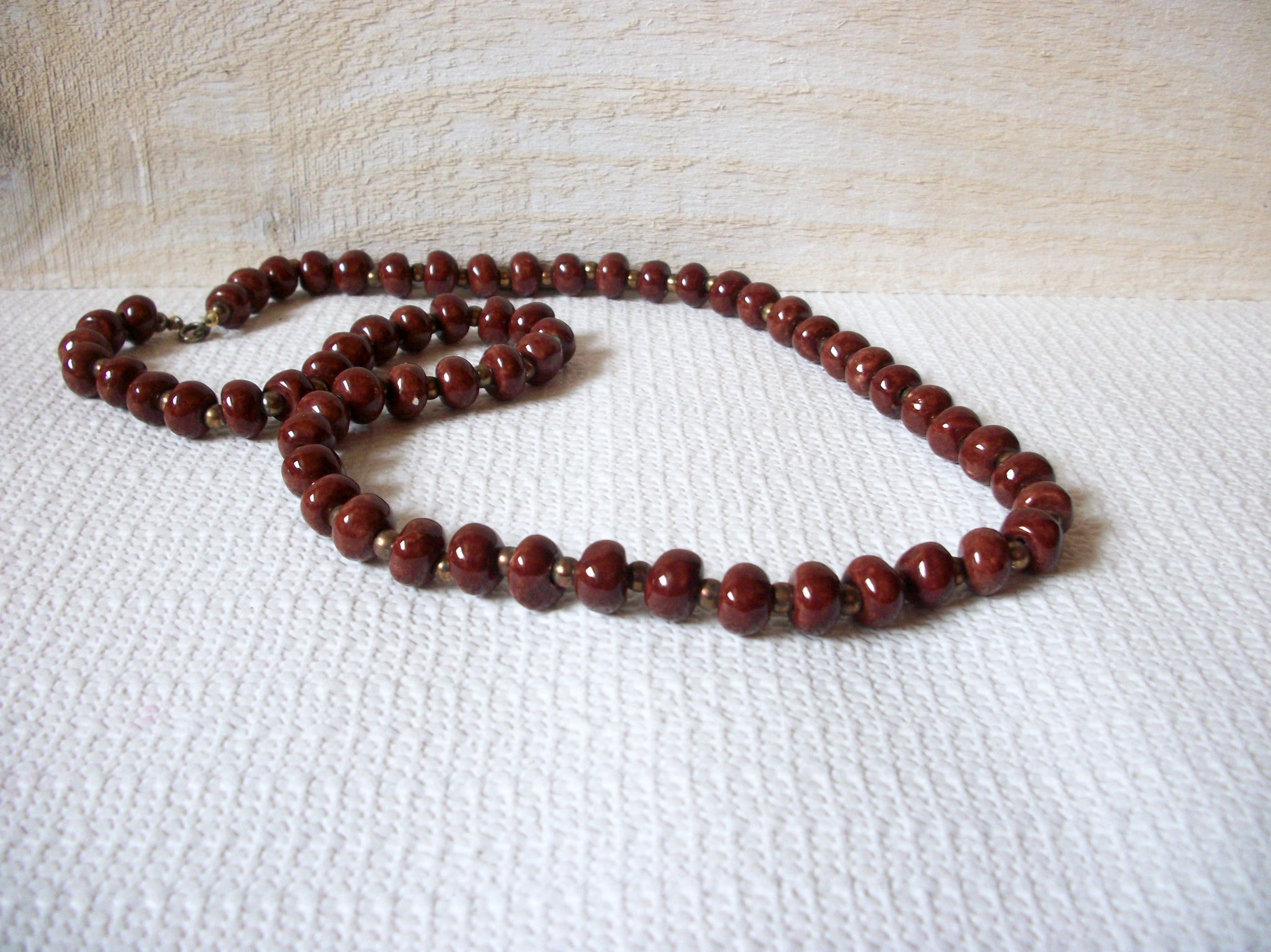 Retro Brown Pottery Beads Necklace 51320