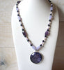 Retro Purple Lavender White Glass Necklace 51420