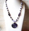 Retro Purple Lavender White Glass Necklace 51420