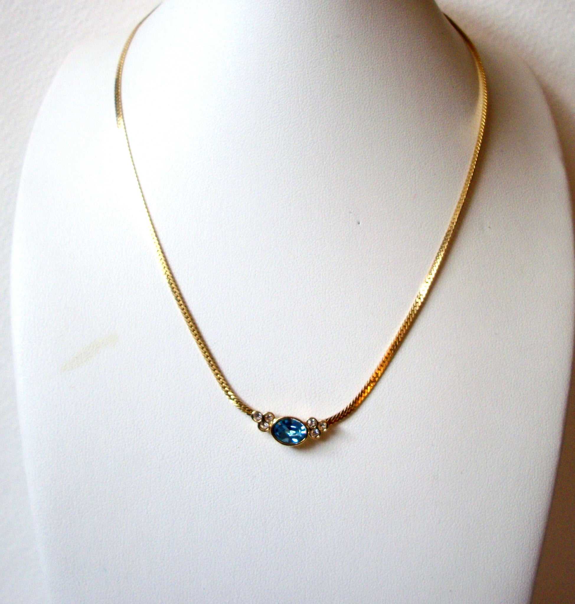 Retro Blue Faceted Montana Rhinestone Necklace 112120