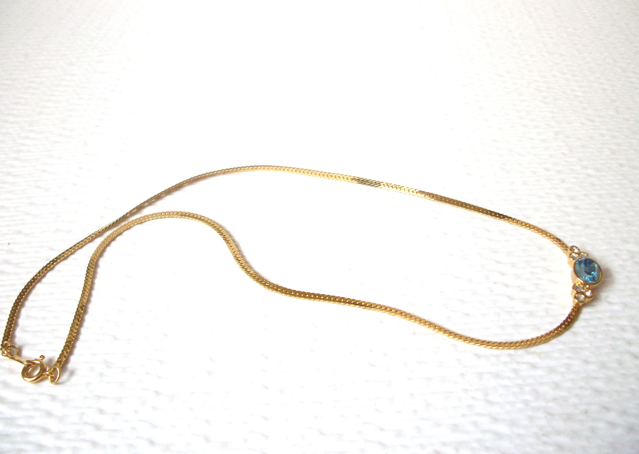 Retro Blue Faceted Montana Rhinestone Necklace 112120