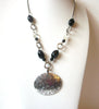 Vintage Silver Black Designer Necklace 112120