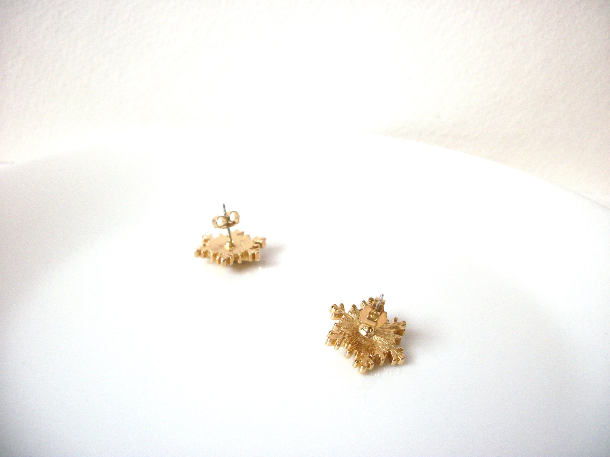Vintage Smaller Rhinestone Snowflake Earrings 111120