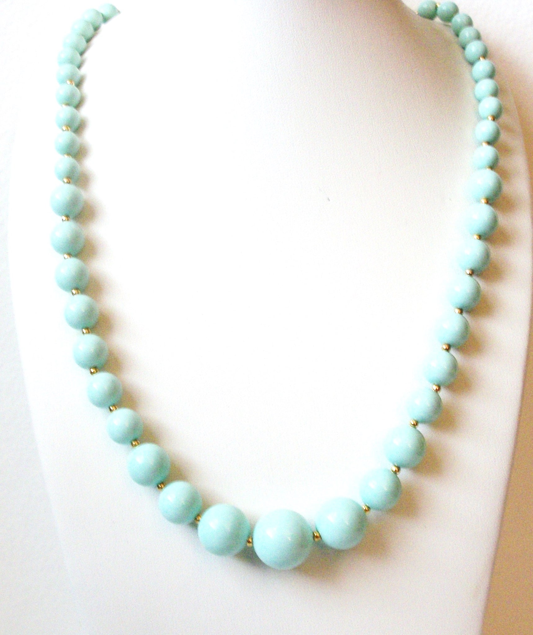 Retro Light Aqua Old Plastic Necklace 111920