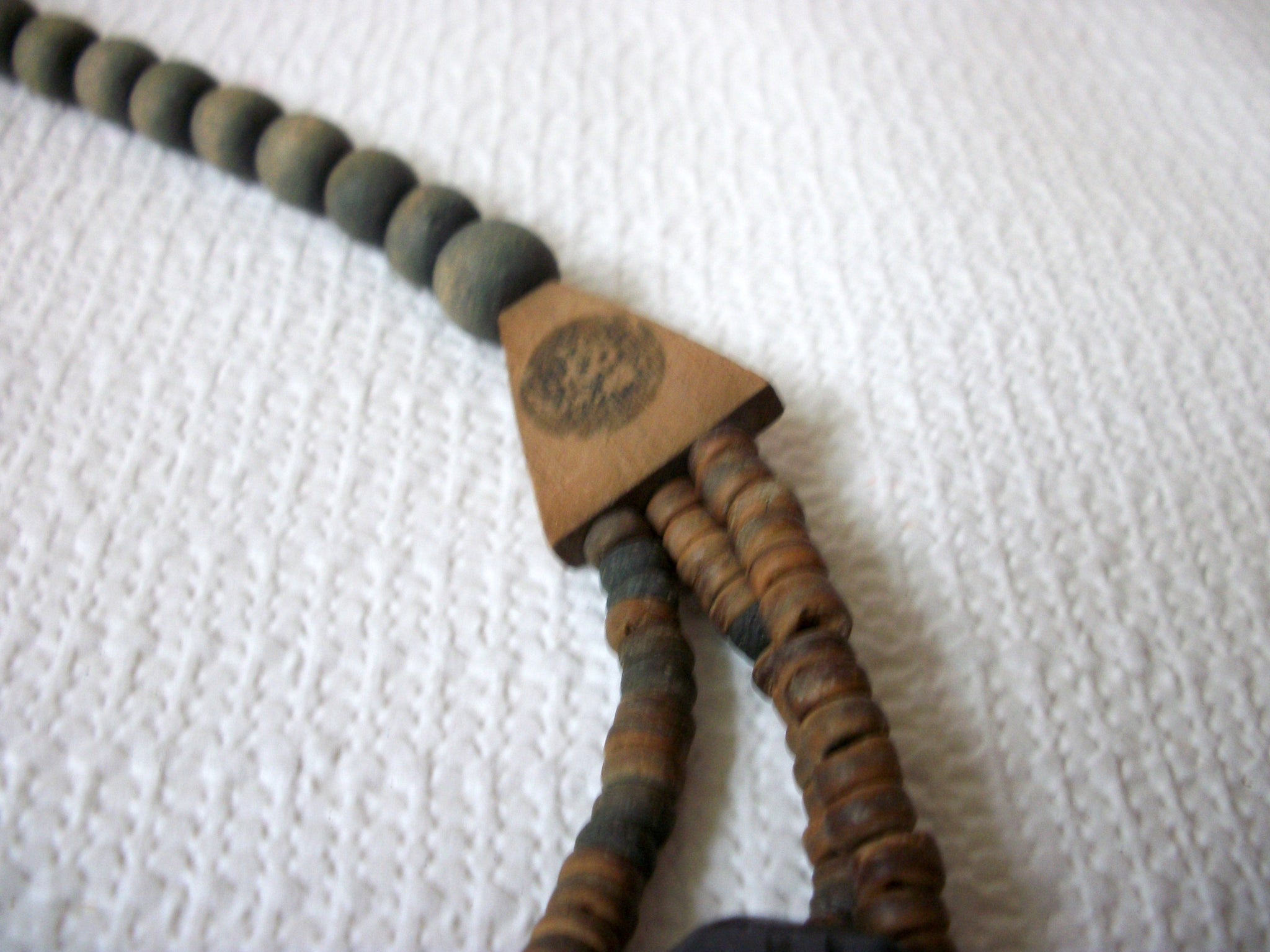 African Lion Hyena Wood Necklace 51420